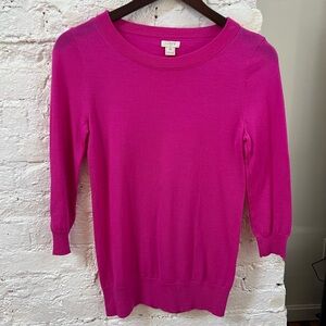 J. Crew Factory Pink Merino Wool 3/4 Sleeve Sweater
